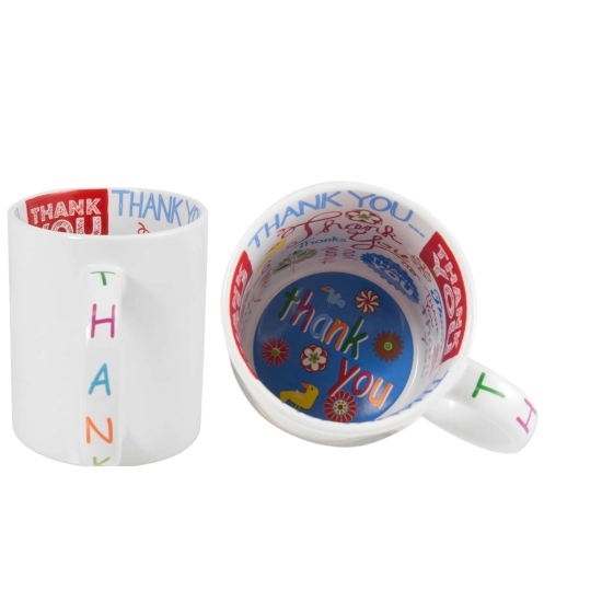 Foto kubek wnętrze THANK YOU ze zdjęciem personalizowany Napis Logo Grafika pudełko GRATIS